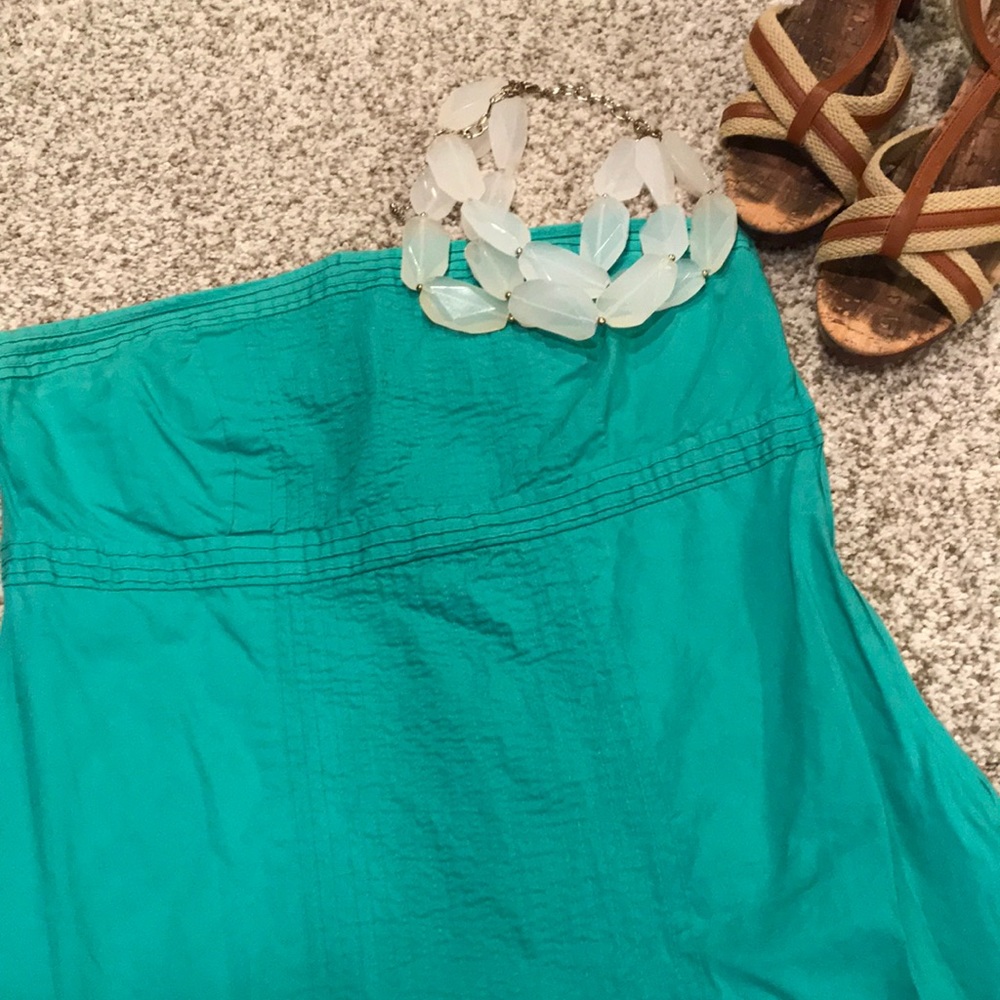 Teal strapless GAP summer dress